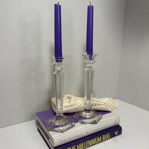 Vintage Crystal Candlestick Holders: Faceted Taper Candle Pair, Elegant Home Decor