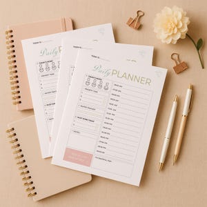 Printable Planner Bundle A4 PDF | Minimalist Daily Weekly Monthly Planner | Productivity To Do List | Digital Instant Planner