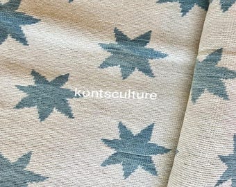 Hand-Knotted Wool Area Rug: Blue Floral Oushak Design