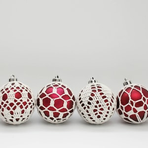 Christmas Ornament Covers #1-6, crochet pattern holiday decor ornament tree bulb