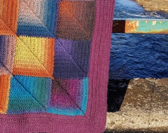 PETREA Squares - Crochet Blanket PATTERN - Domino Crochet, Mock Knit Mitered Squares, Afghan pattern, Baby blanket pattern, Stashbuster