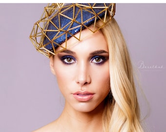 Geometric  pill box hat fascinator, geometry inspired hat, fashion hat millinery, statement headpiece, contemporary design