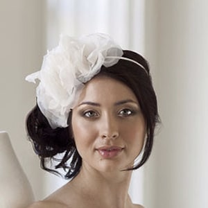 Soft and tender hand made Silk corsages in ivory on a headband, bridal hair accessory, boho style