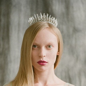 Aria quartz crystal crown, spiky crown, unusual tiara, queen's headpiece, bridal hair accessory image 1