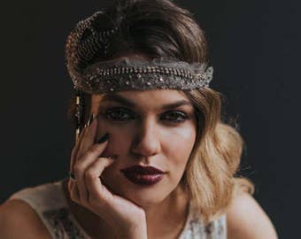 Bandeau Tête Années 20 Gatsby - Strass Et Perles, élastique, Pour Soirée, Mariage, Cosplay Flapper