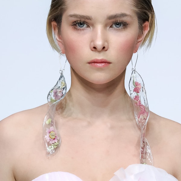 High fashion earring,plexiglas unusual accessory,  couture accessory, costume earrings, statement dangle earrings