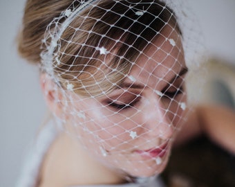 Minimalistic headpiece for a bride,bridal birdcage with stars,  ,wedding headpiece, bridal wreath, bridal simple accessory