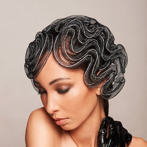 Vintage inspired Gatsby style finger wave cap, theatrical, 20s style headcap, hair accessory, wig style, hair cap,statement headpiece, hat