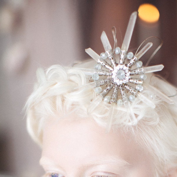 Emiria-unusual quartz crystal crown,bridal tiara,statement headpiece for a wedding,bridal crown, game of thrones inspired bridal crown/krone