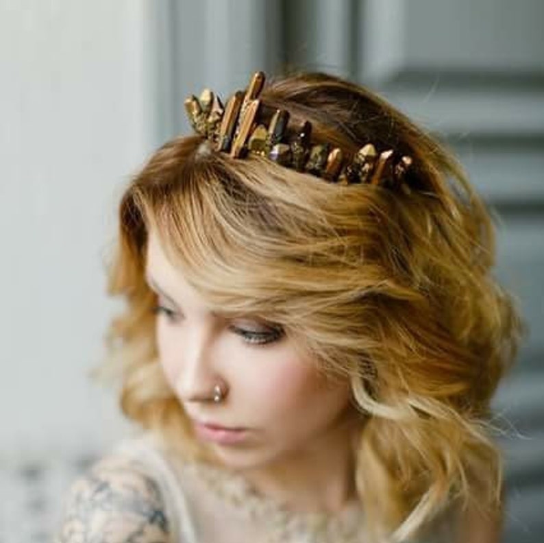 statement headpiece for a wedding Ive-unusual quartz crystal crown game of thrones inspired bridal crownkrone bride bridal tiara