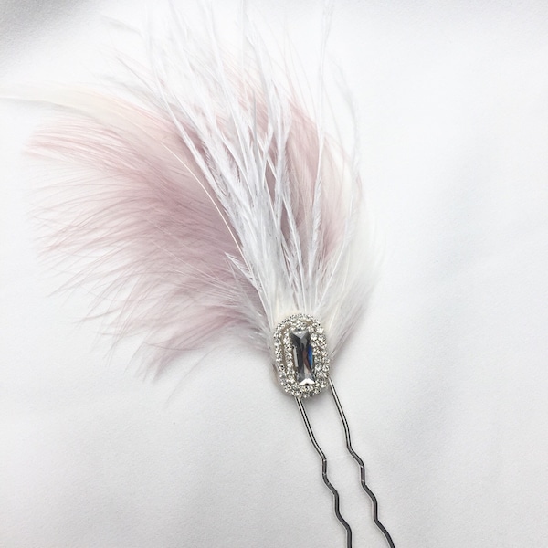 Gatsby style headpiece with glass beads, feathers, art deco accessory, 20's inspired bridal small thing, bridal comb, flapper style, hairpin