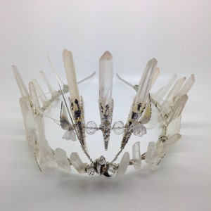 Merida quartz crystal crown, spiky crown, unusual tiara, queen's headpiece, bridal hair accessory, nature inspired tiara, krone image 5