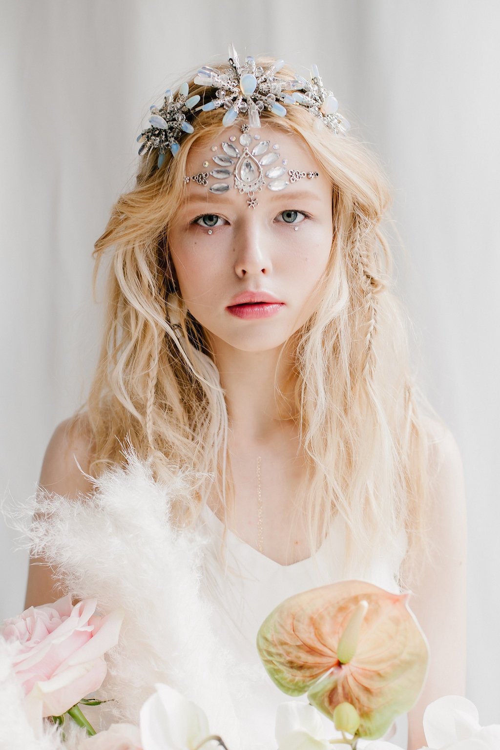 Raw Clear Quartz Crystal Crown Headband Handmade Tiara Wedding Amazon.com: JIC Gem Clear Quartz Crystal Crown Raw Quartz  main image 4