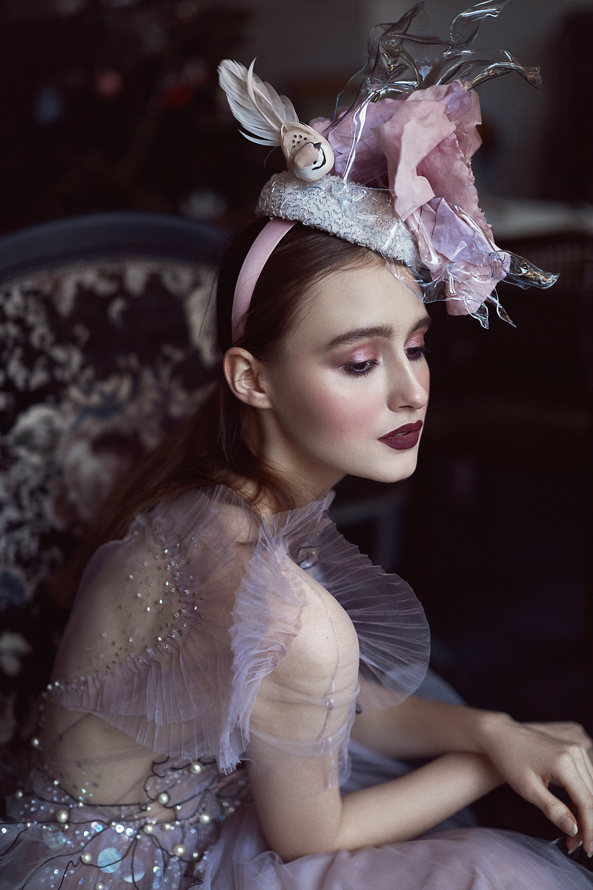 High Fashion Headpiece, Avant-garde Hat, Plexiglas Headpiece  display picture 2