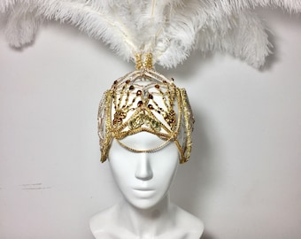 CARNEVAL, burlesque show headpiece, gatsby inspired headwear,stage design, statement hair accessory, costume design,burning man headpiece