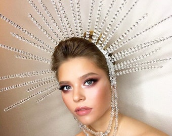 CARNEVAL, burlesque show headpiece, gatsby inspired headwear,stage design, statement hair accessory, costume crown, burning man headpiece