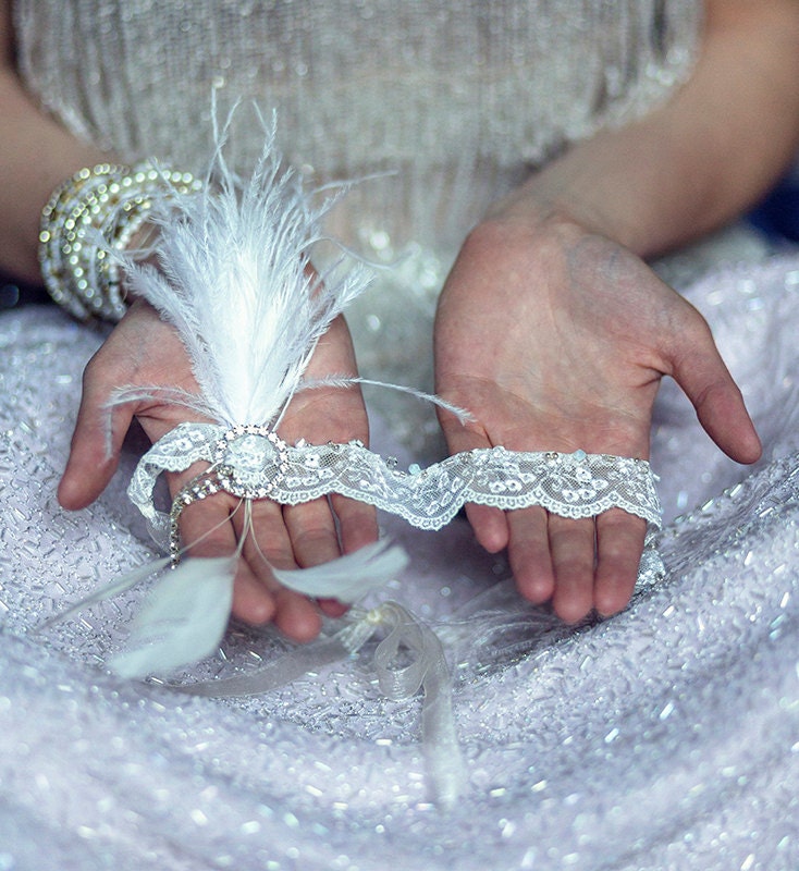 Gatsby Style Headpiece With Glass Beads Feathers Art Deco Accessory 20 s Inspired Bridal Headband French Lace Flapper Style Head Piece Etsy Canada