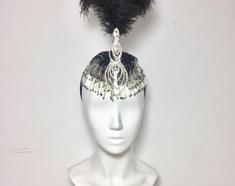 CARNEVAL, burlesque show headpiece, gatsby inspired headwear,stage design, statement hair accessory, costume design,burning man headpiece