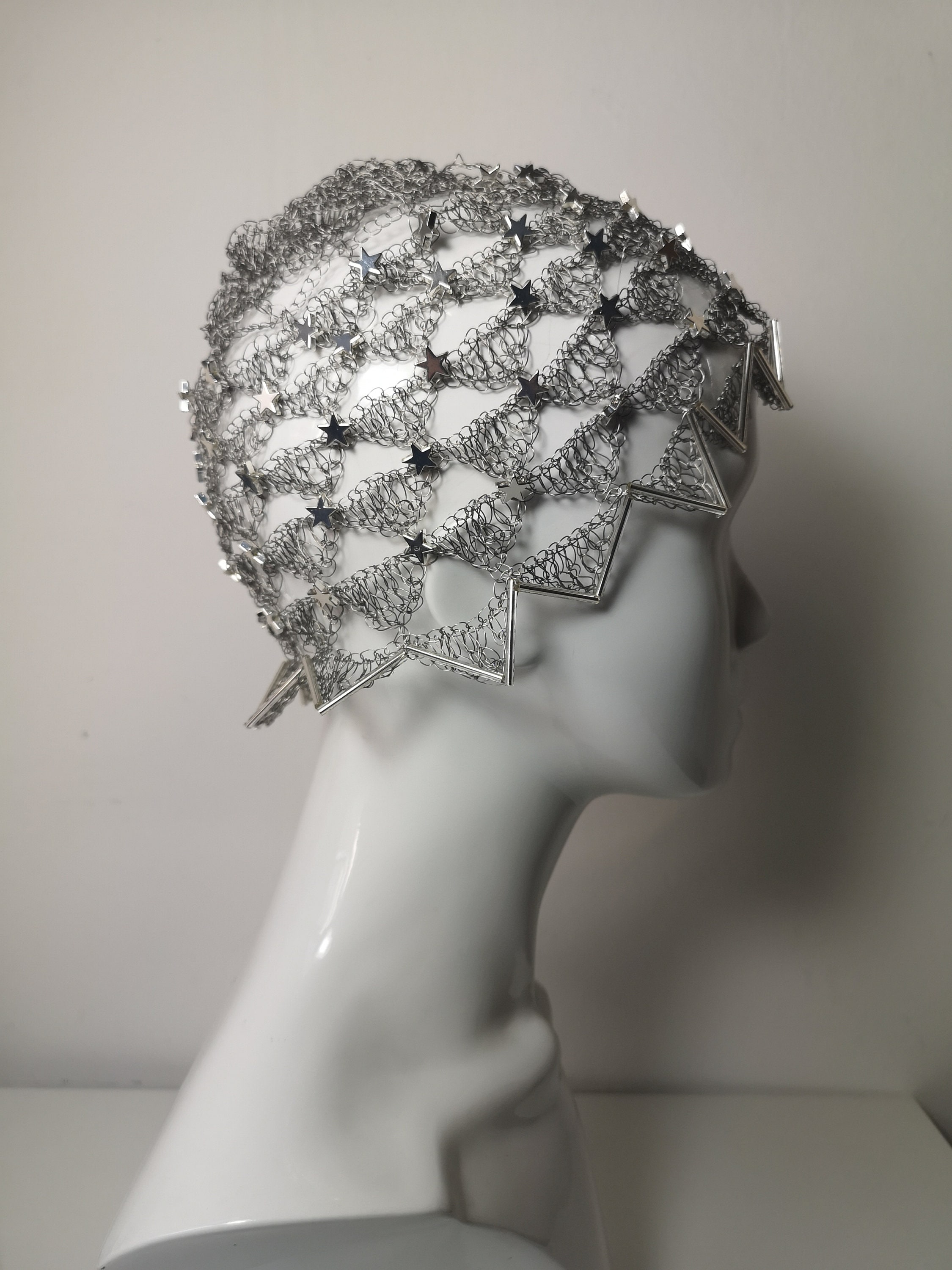 Flapper Style Cloche Hat, Crochet Celestial Tulle Cap, Great