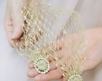 Gabbia per uccelli dorata per una sposa, accessorio per capelli da sposa, copricapo da sposa, accessorio per capelli di tendenza, velo da sposa, gabbia per uccelli in oro