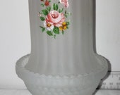 Vintage frosted glass fairy lamp roses Fenton excellent condition