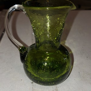Vintage glass hand blown pitcher crackle glass excellent condition