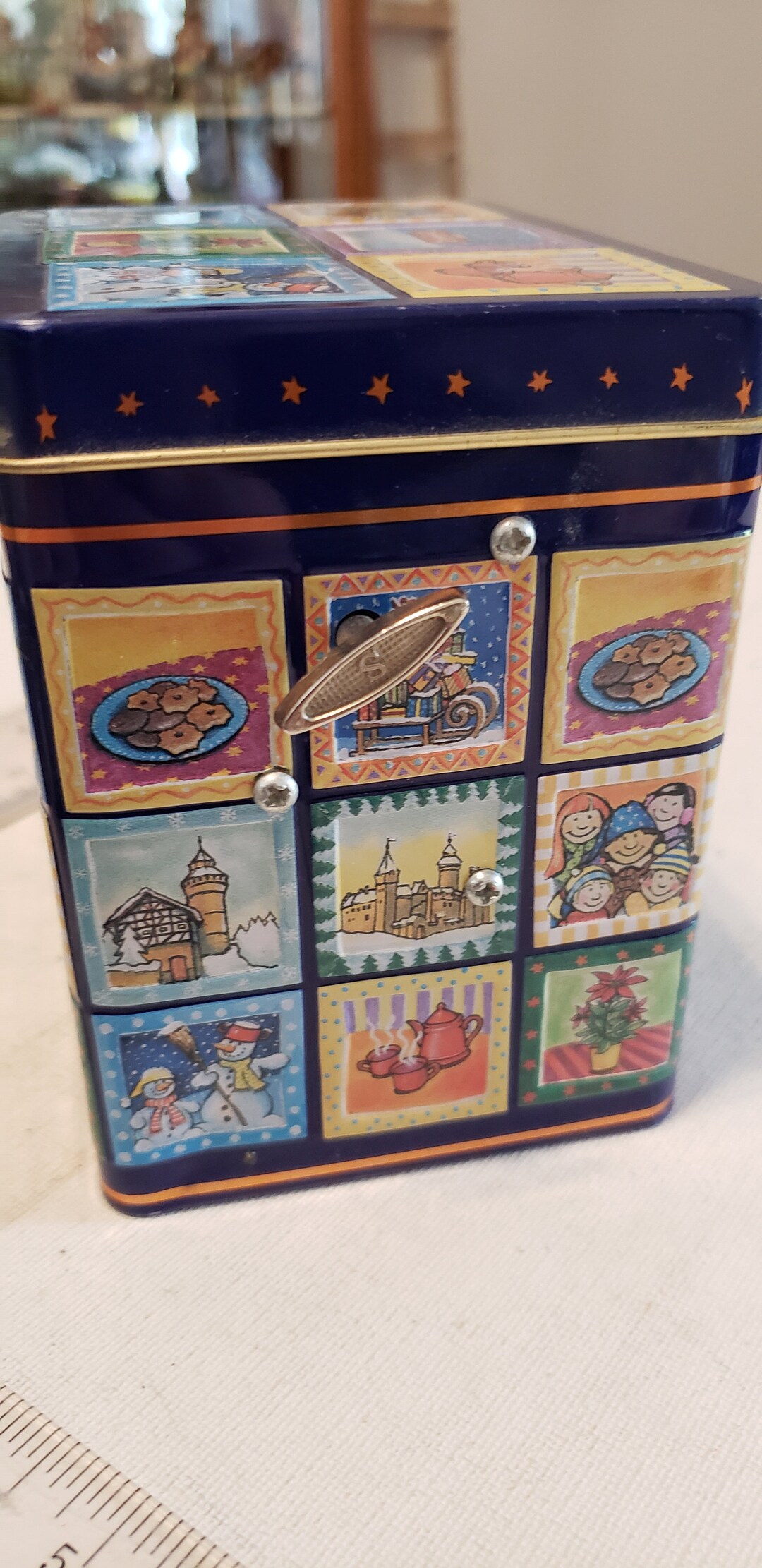 German Tin With Music Box Christmas Jingle Bells Excellent Etsy