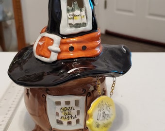 Blue Sky Witches hat tea light holder Halloween decor excellent condition