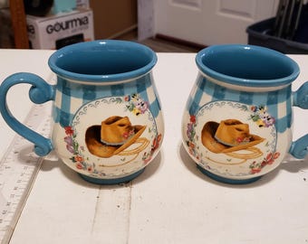 Set of 2 Pioneer Woman coffee mugs with cowboy hats