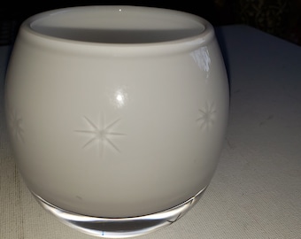 Heavy glass votive holder Starburst Crate and Barrel excellent condition