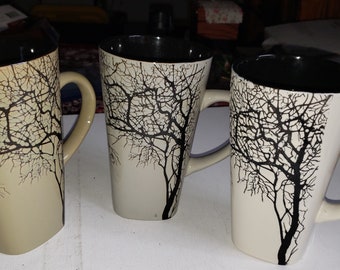 7 Spooky tree coffee mugs ceramic excellent condition