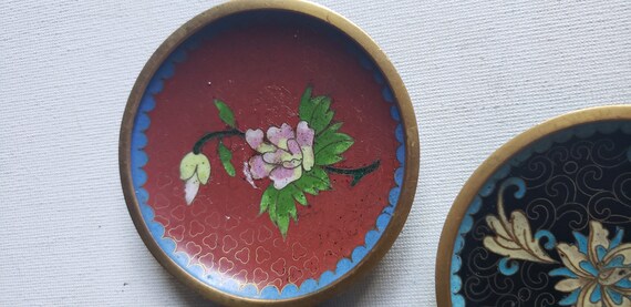 Set of 4 mini Cloissone enameled trinket dishes o… - image 5