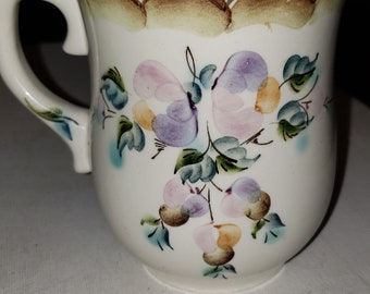 Hand painted coffee mug with flowers excellent condition