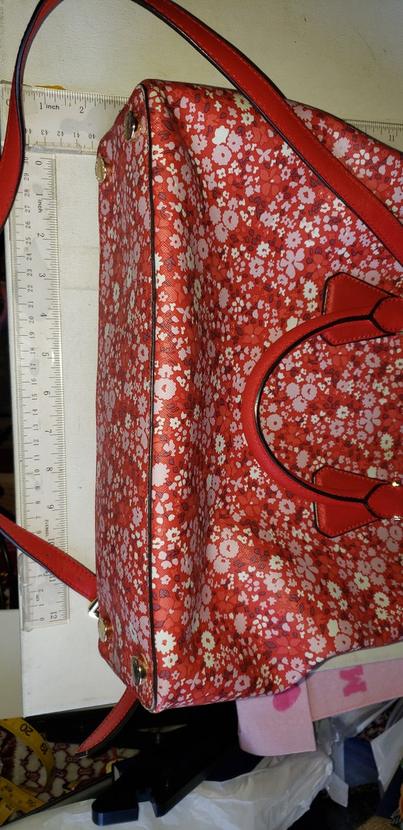 Michael Kors red floral purse excellent condition - image 4