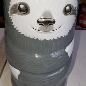 Ceramic Sloth travel mug with lid excellent condition