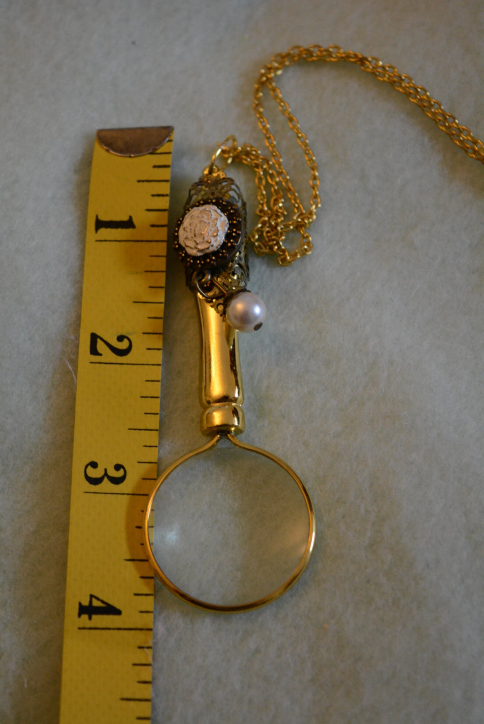 Working Magnifying Glass Necklace 24 in Chain Filigree Wrapped Etsy