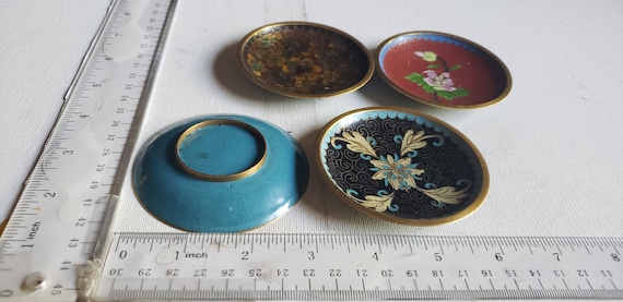 Set of 4 mini Cloissone enameled trinket dishes o… - image 1