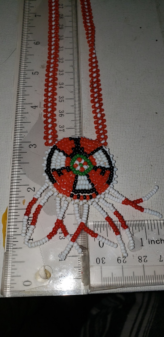 Native American shield seed bead necklace excellen