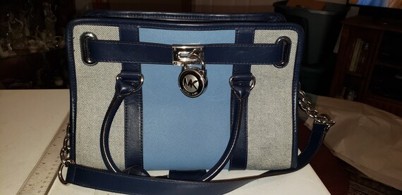 Michael Kors Satchel Blue and White Purse Excellent Condition Etsy Canada
