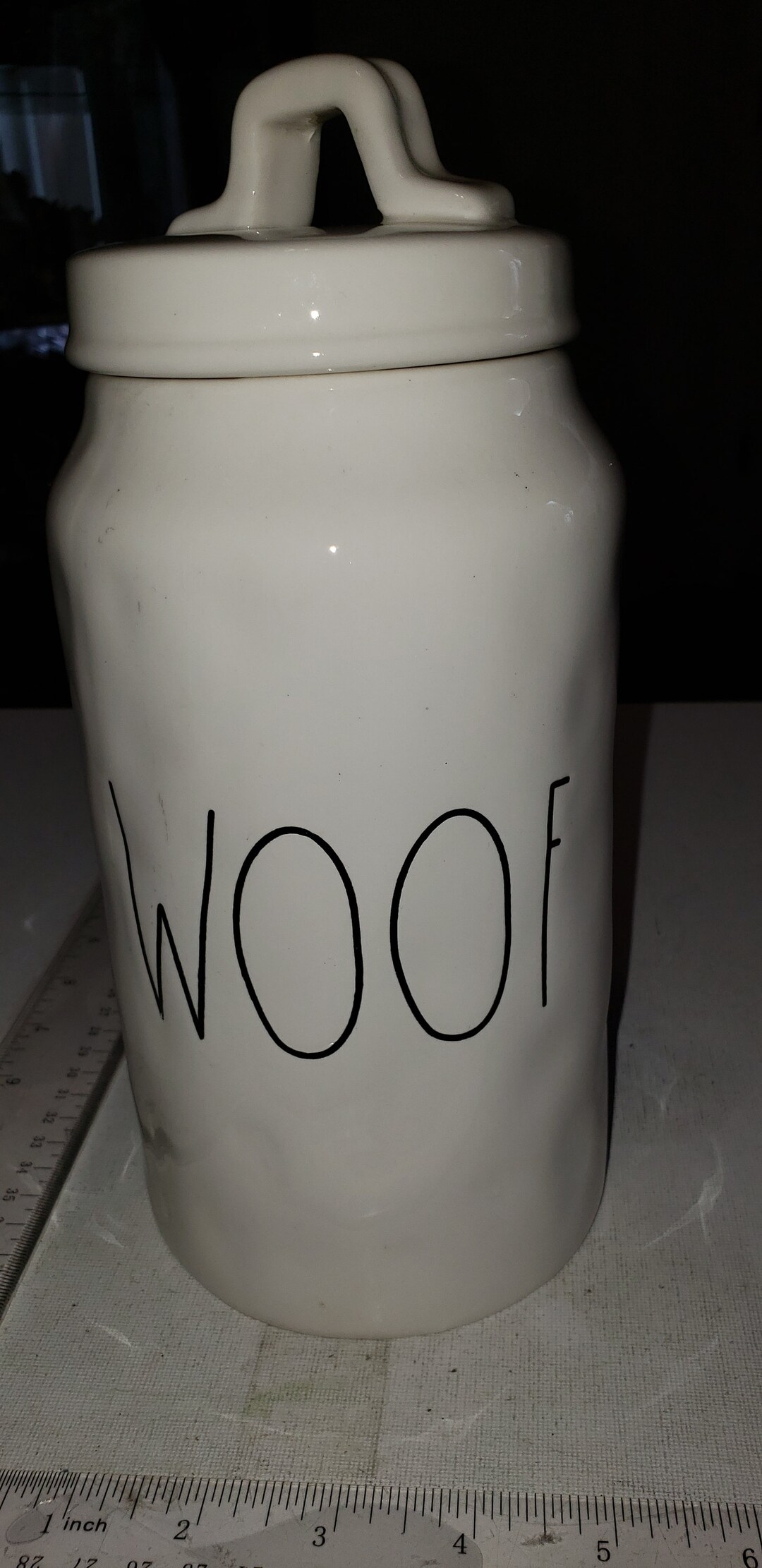Rae Dunn WOOF Dog Treat Canister Excellent Condition Etsy