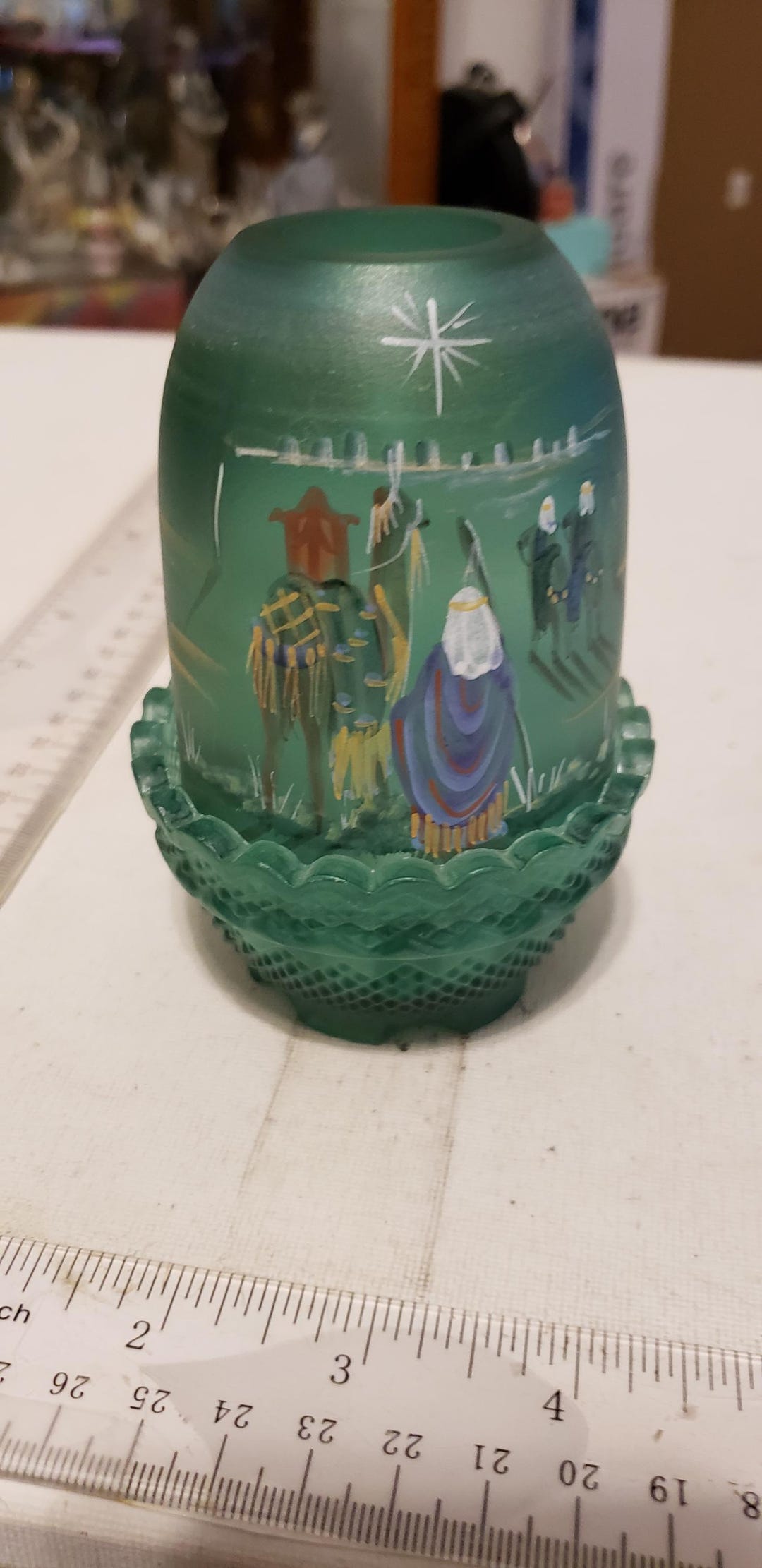 ⛰GlasFliesenmalerei M.H【Wintermärchen】 Ceramic Beer Stein Mug, No Lid, Forest Scene with Deer