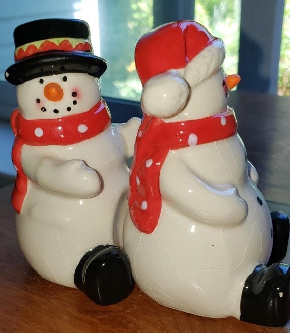 Festive Snowman and Friends Salt & Pepper Shakers Set