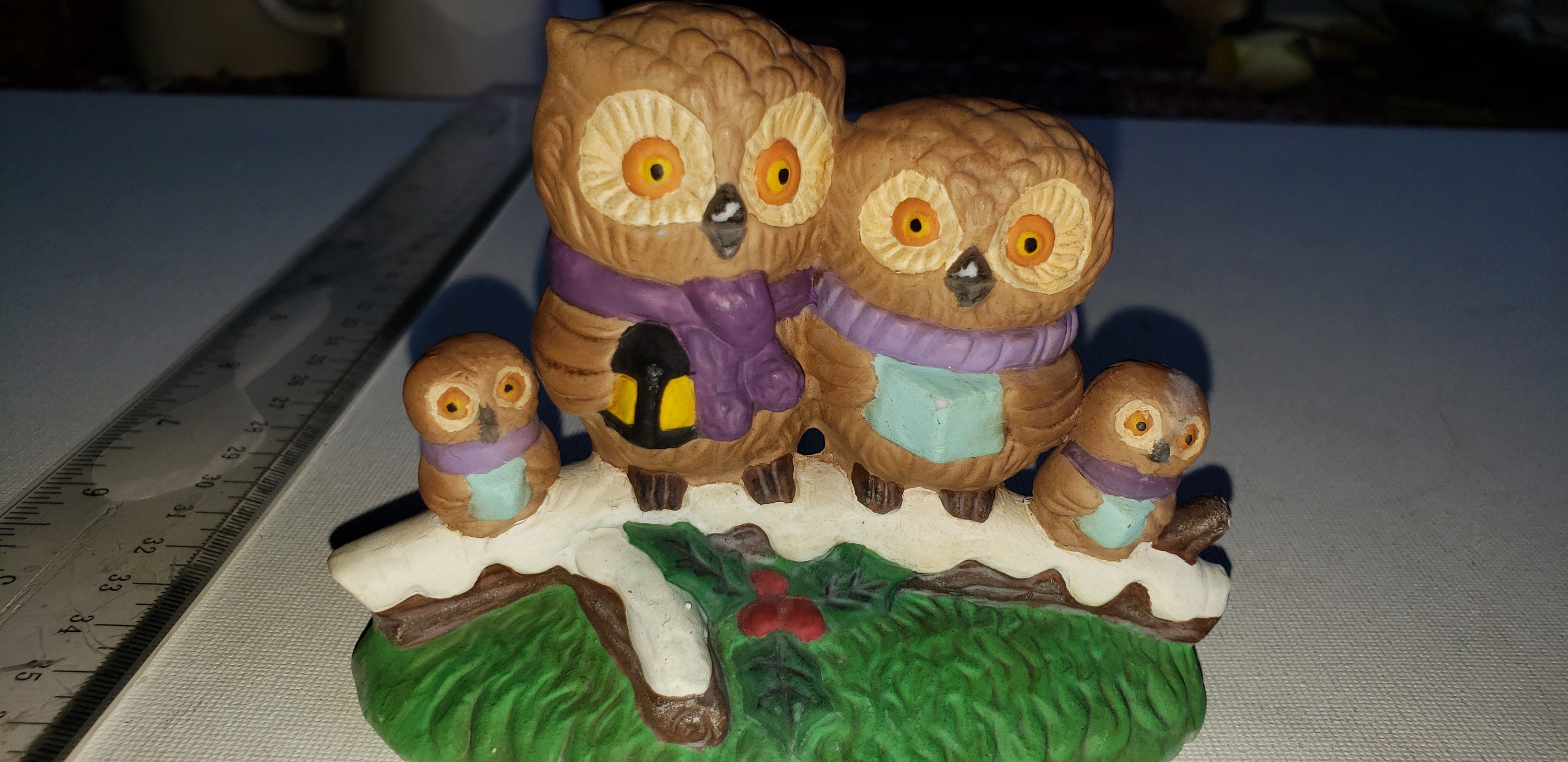 Enesco ceramic owl family Christmas excellent condition