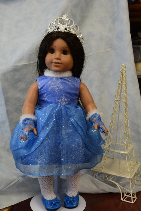 18 in Doll Clothes Winter Ball Snowflake Dress Blue White Fur Gloves Stockings Purchased Shoes Purchased Croown Multi Layer Dress Christmas Etsy Canada