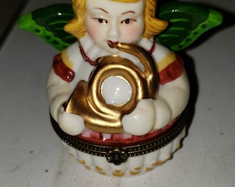 Villeroy and Boch angel Christmas trinket box ornament ceramic excellent condition