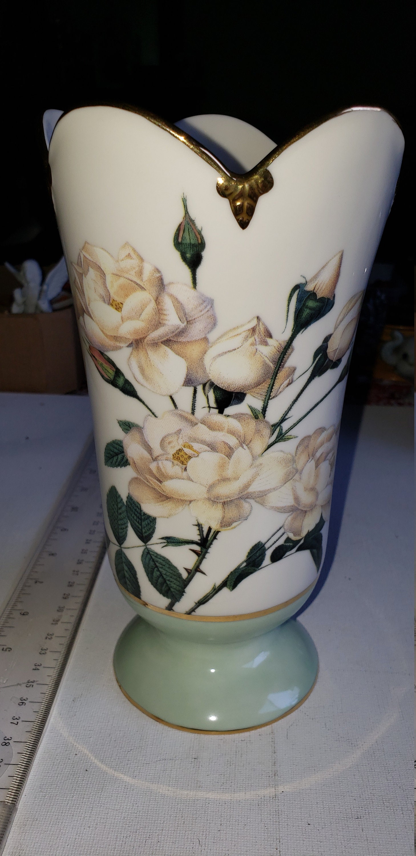 レノックス・サクソニー花瓶　スミソニアンInstitution　ヴィンテージ Lenox Saxony Vase - Etsy