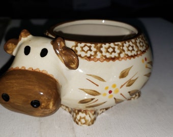 Temptations brown cow bowl ceramic excellent condition