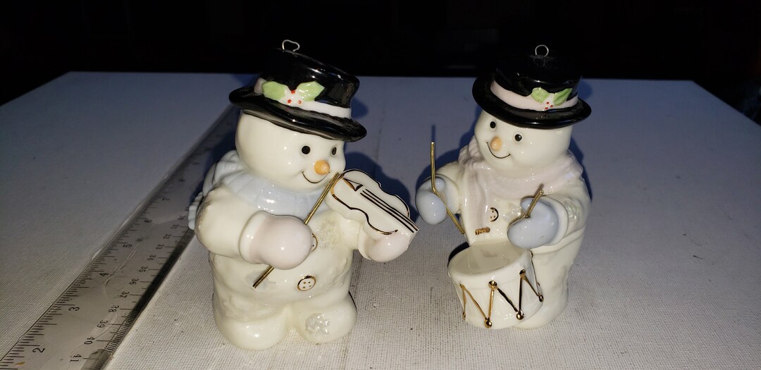 Snowmen Playing Instruments 2 Christmas Snowmen Playing Instruments Ceramic Excellent Condition - Etsy