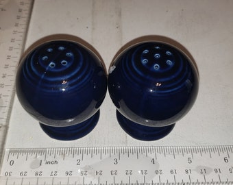 Set of cobalt blue Fiesta salt and pepper shakers missing 1 stopper excellent condition