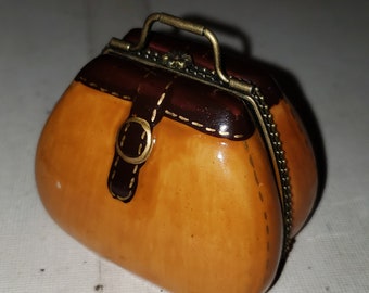 Small handbag or purse trinket box ceramic excellent condition